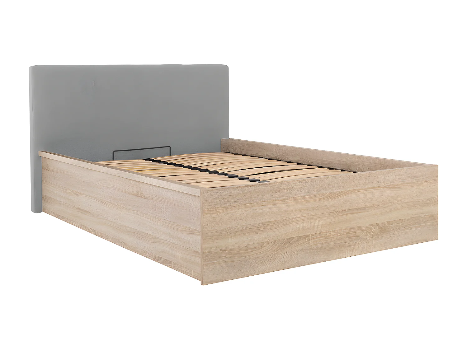 Edwin Bois Clair et Gris 140x200 bedstee met gestoffeerd hoofdbord en boxspring