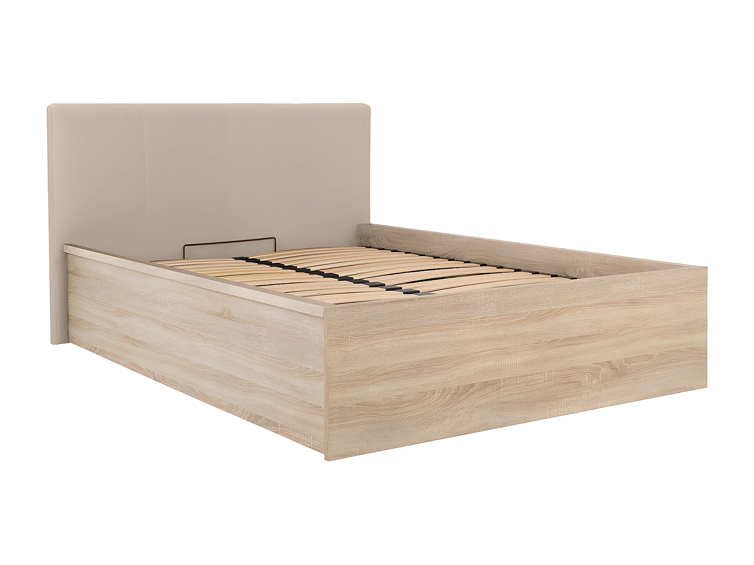 Edwin Bois Clair et Beige 140x200 bedstee met gestoffeerd hoofdbord en boxspring