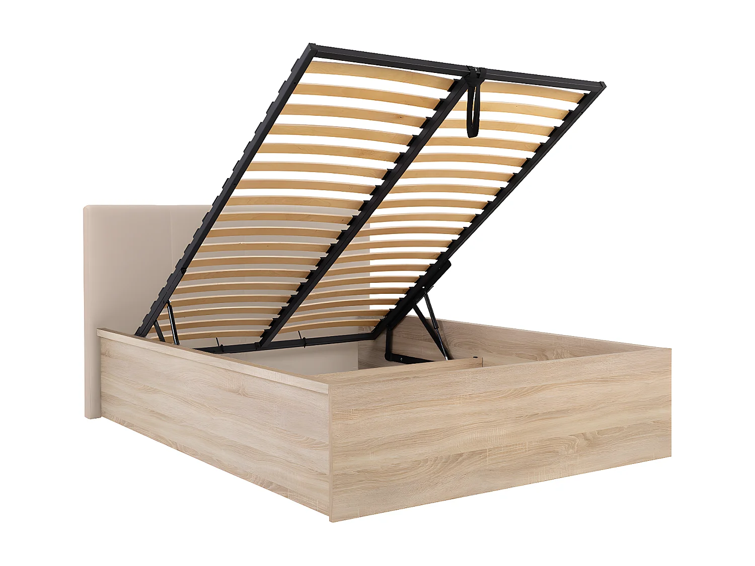 Edwin Bois Clair et Beige 140x200 bedstee met gestoffeerd hoofdbord en boxspring