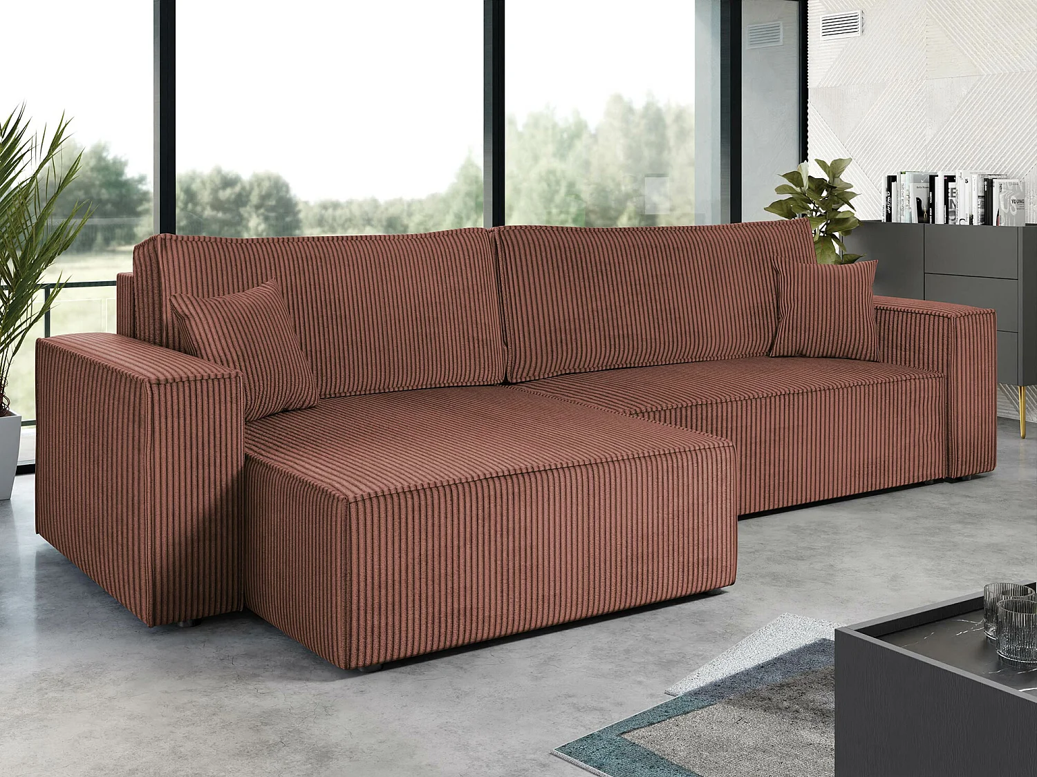 Ecksofa mit Bettkasten und Schlaffunktion - 272x145x82 cm - Poso 29 - Karl