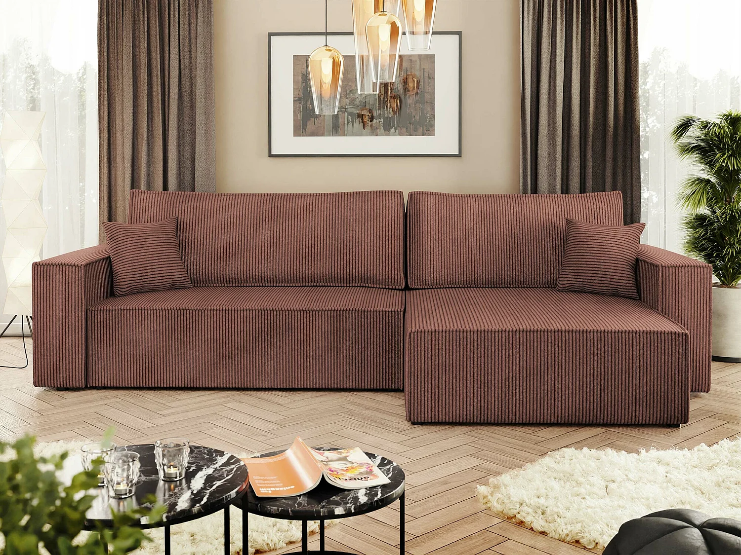 Ecksofa mit Bettkasten und Schlaffunktion - 272x145x82 cm - Poso 29 - Karl