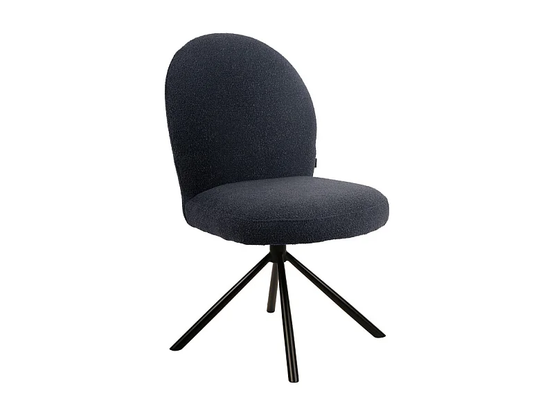 Chaise rotative 180° en tissu bouclette noir et métal noir - JULIEN