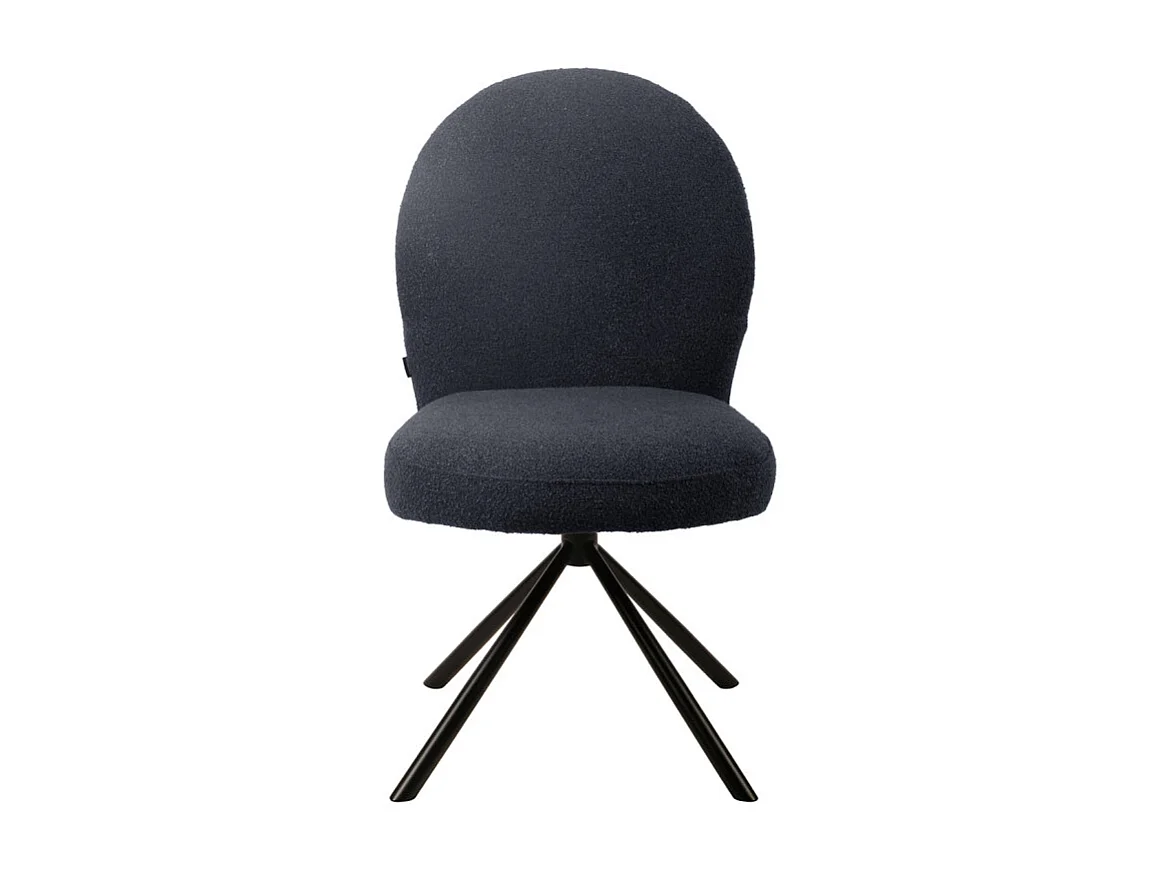 Chaise rotative 180° en tissu bouclette noir et métal noir - JULIEN