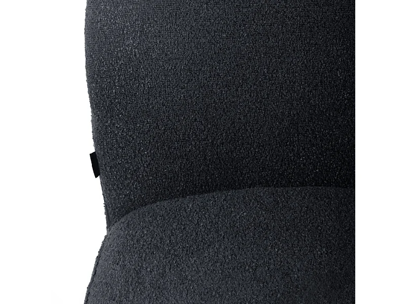 Chaise rotative 180° en tissu bouclette noir et métal noir - JULIEN