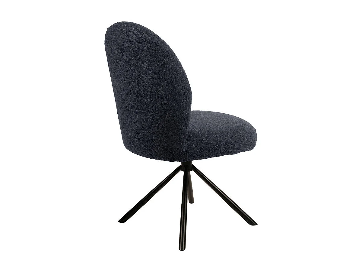 Chaise rotative 180° en tissu bouclette noir et métal noir - JULIEN