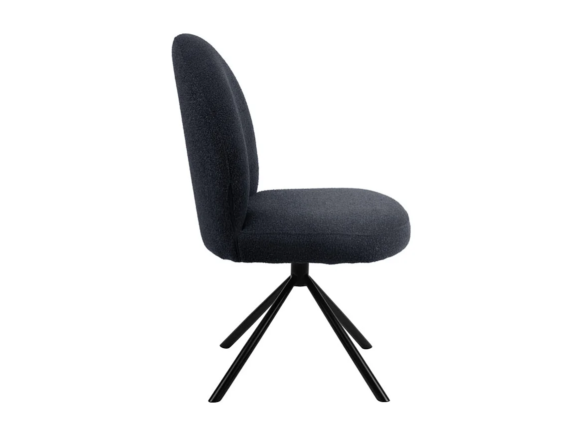 Chaise rotative 180° en tissu bouclette noir et métal noir - JULIEN