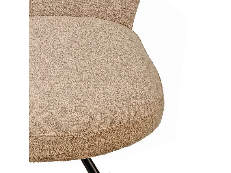 Lot de 2 chaises rotatives 180° en tissu beige et métal noir - JULIEN