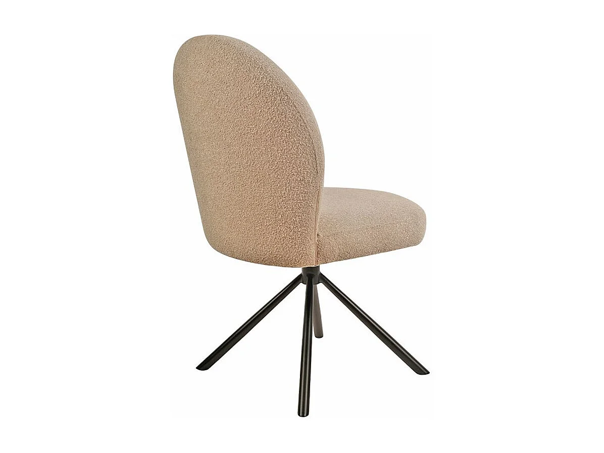Lot de 2 chaises rotatives 180° en tissu beige et métal noir - JULIEN