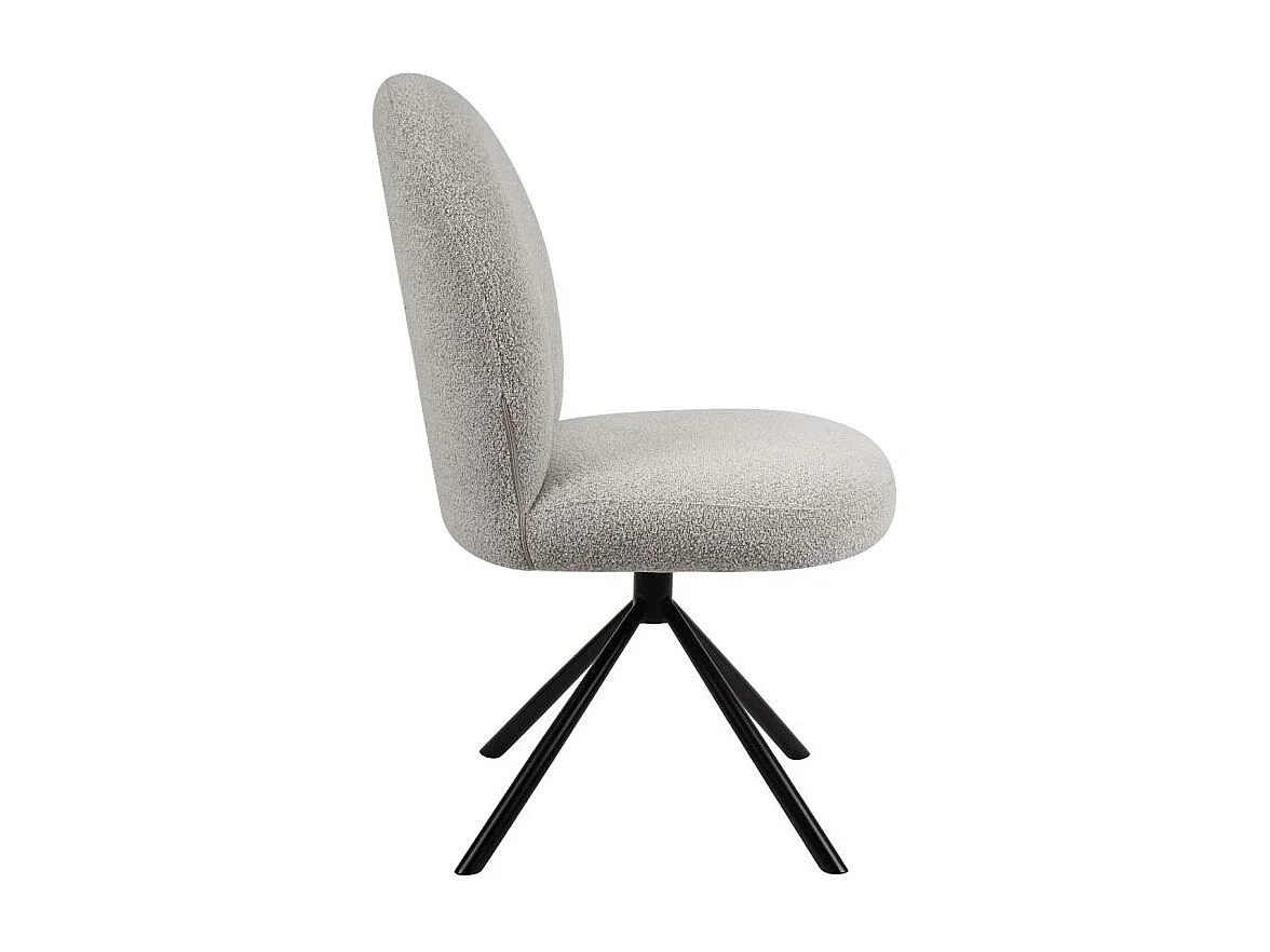 Lot de 2 chaises rotatives 180° en tissu gris et métal noir - JULIEN