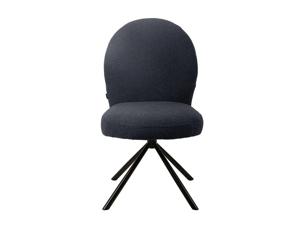 Lot de 2 chaises rotatives 180° en tissu noir et métal noir - JULIEN