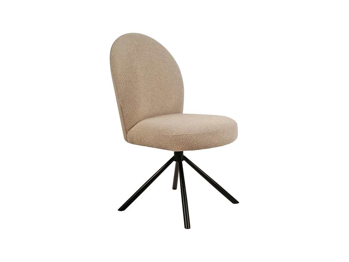 Chaise rotative 180° en tissu bouclette beige et métal noir - JULIEN