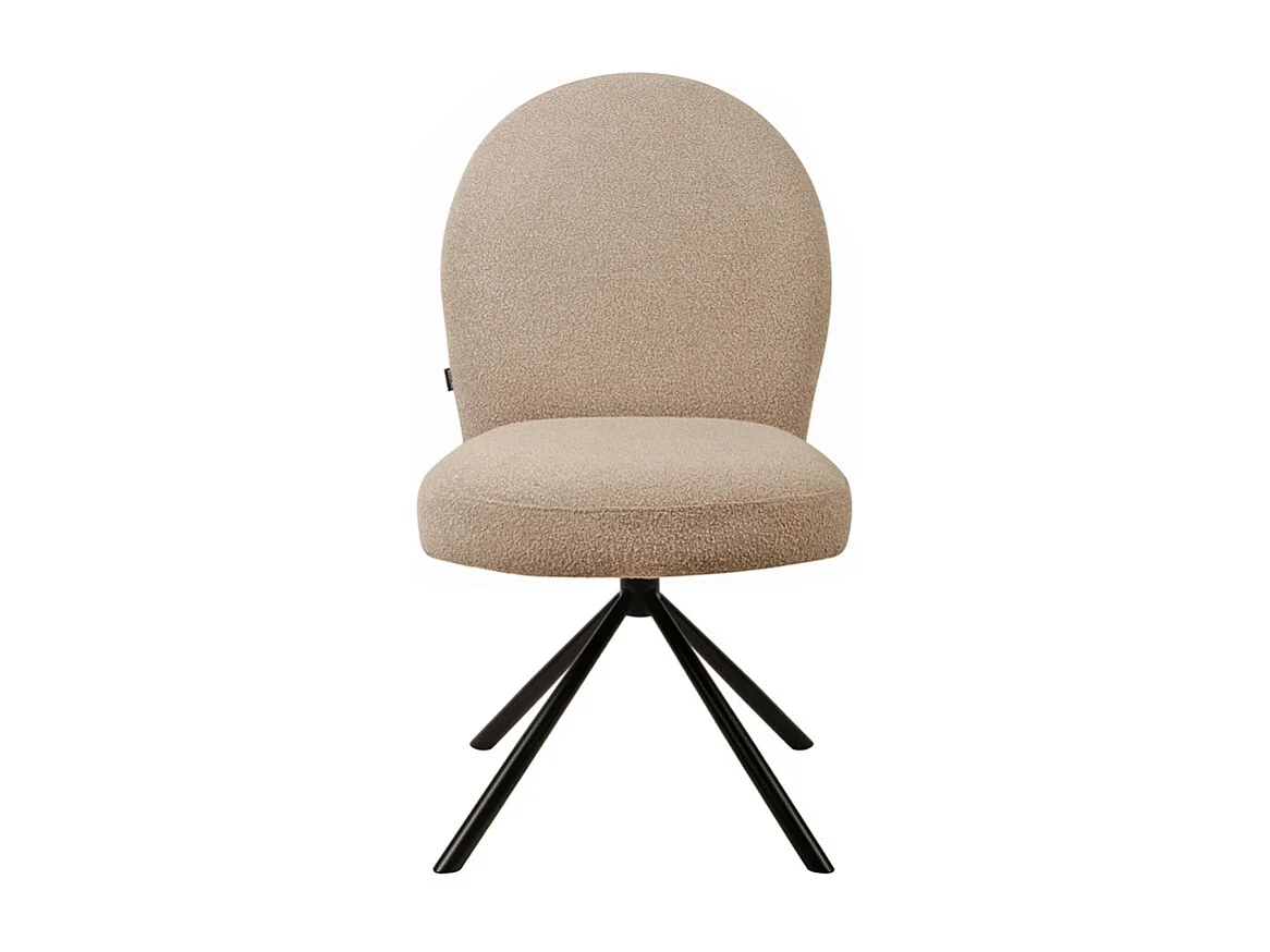 Chaise rotative 180° en tissu bouclette beige et métal noir - JULIEN