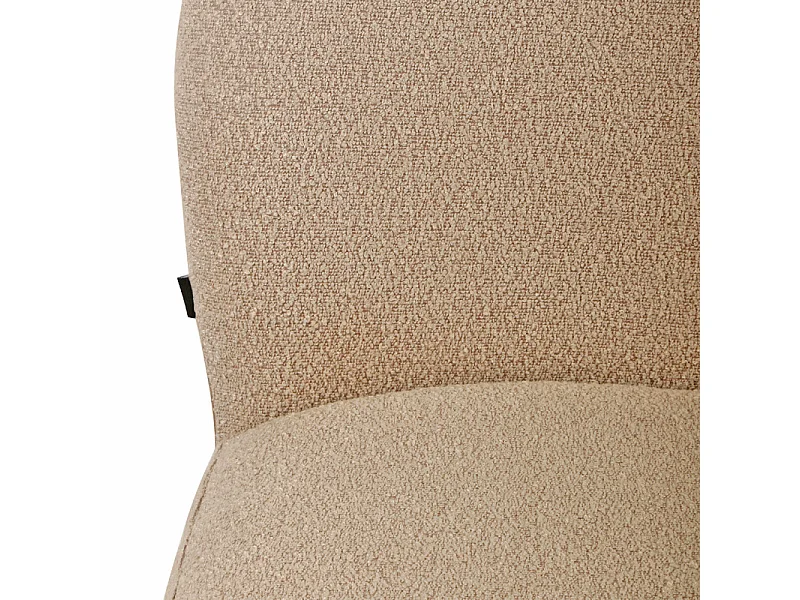 Chaise rotative 180° en tissu bouclette beige et métal noir - JULIEN