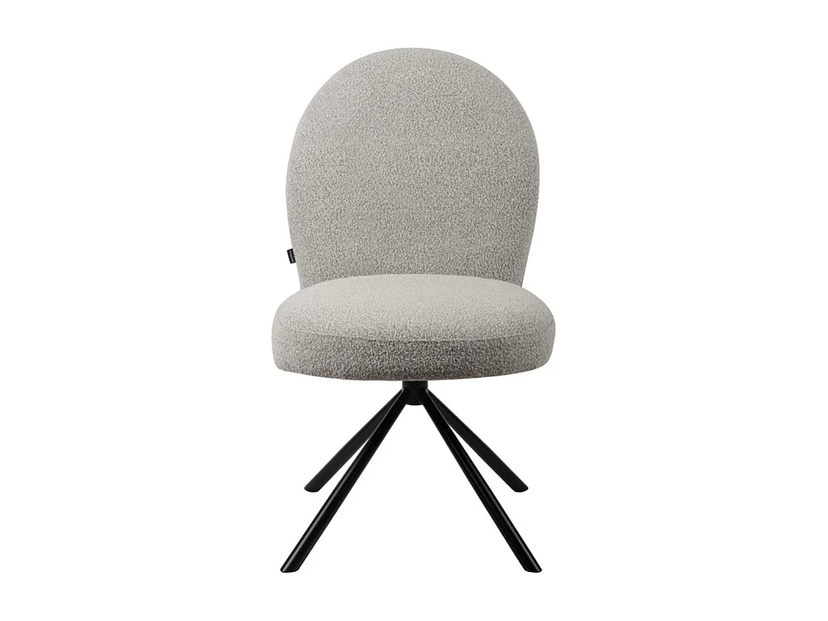Chaise rotative 180° en tissu bouclette gris et métal noir - JULIEN