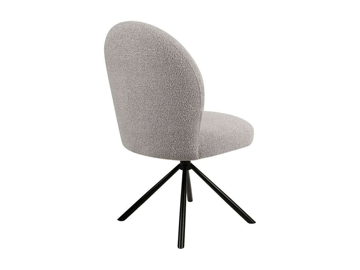 Chaise rotative 180° en tissu bouclette gris et métal noir - JULIEN