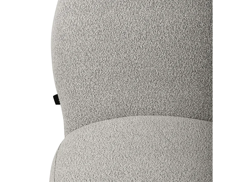 Chaise rotative 180° en tissu bouclette gris et métal noir - JULIEN