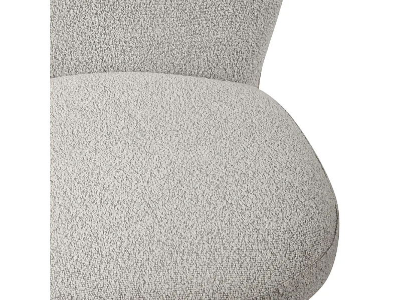 Chaise rotative 180° en tissu bouclette gris et métal noir - JULIEN