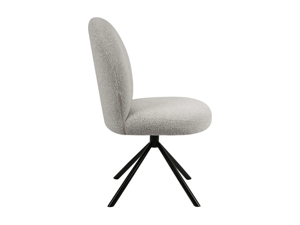 Chaise rotative 180° en tissu bouclette gris et métal noir - JULIEN