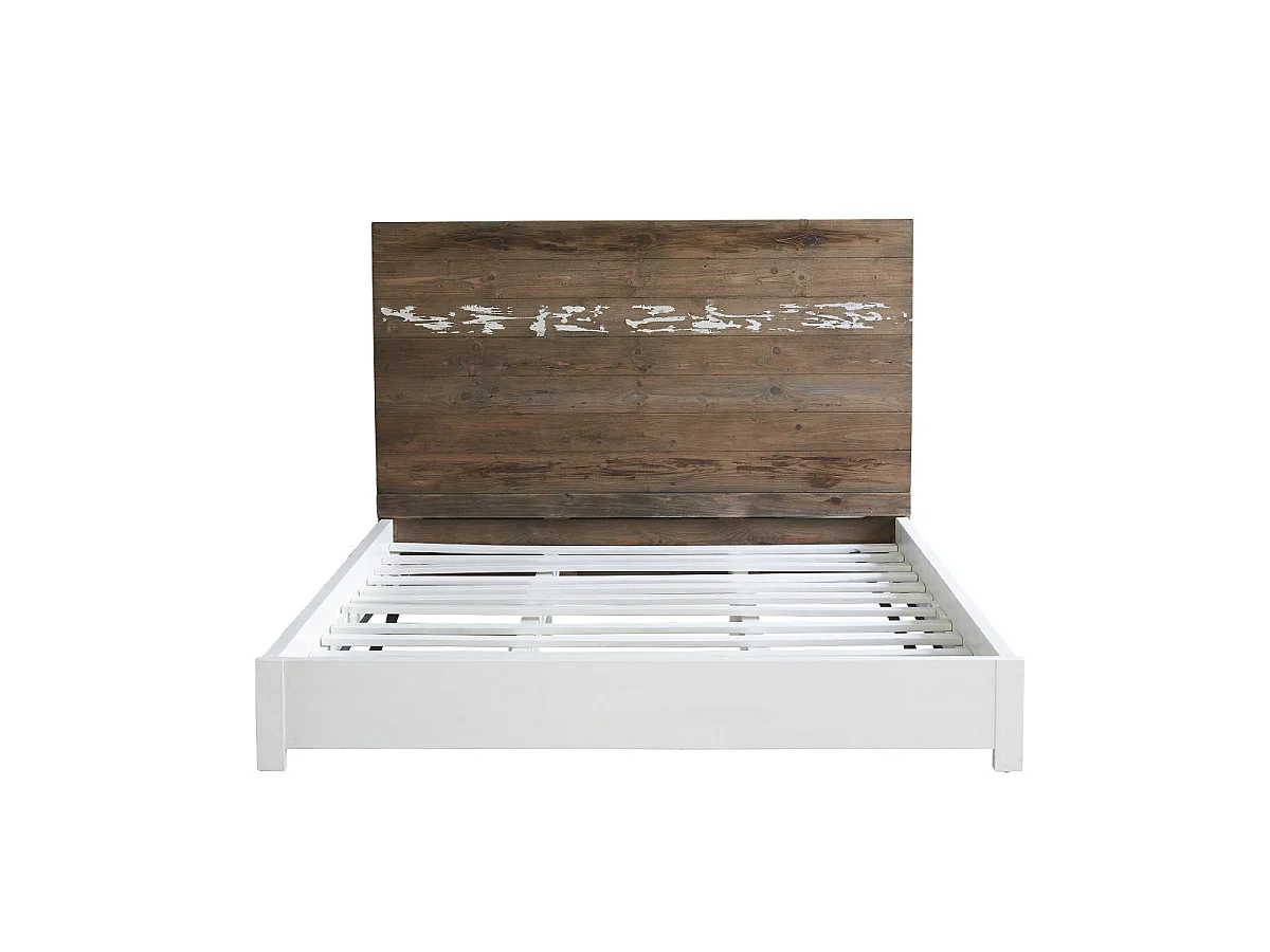 Cama de pino macizo reciclado 160 cm con somier