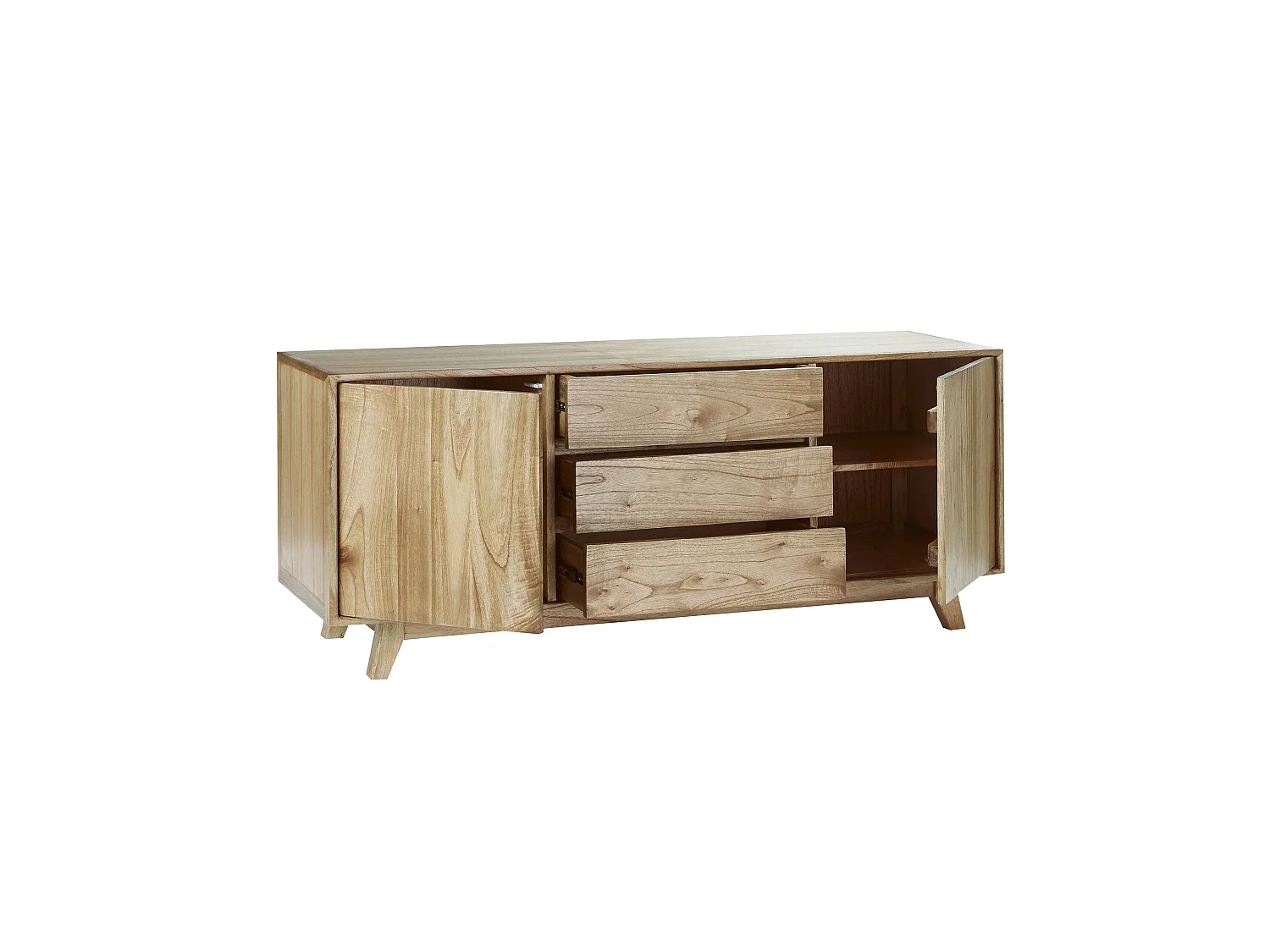 Commode en bois de mindi 3 tiroirs 2 portes 160