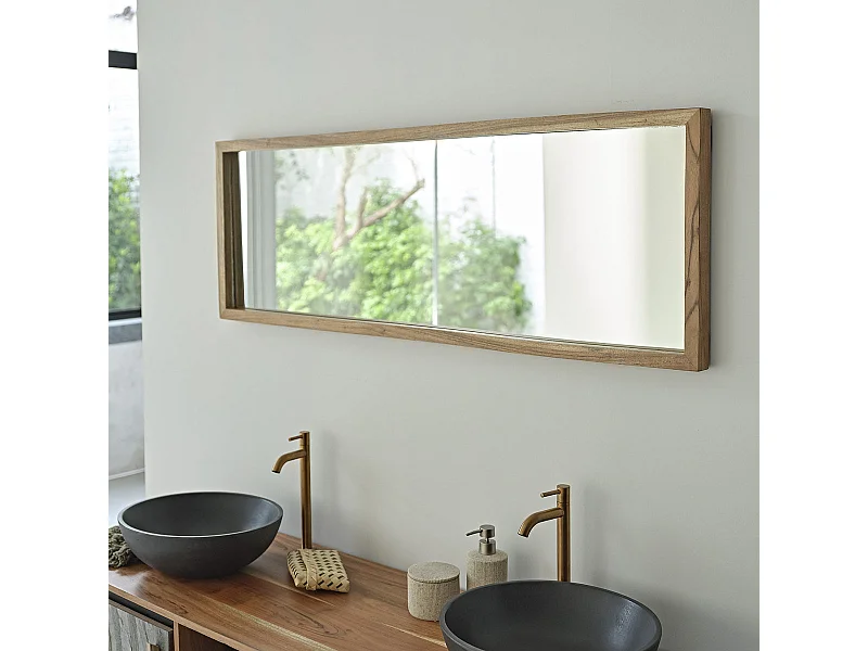 Specchio rettangolare in legno massello di acacia