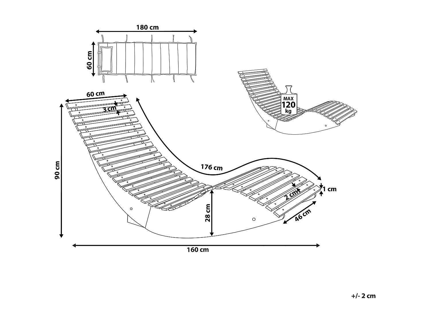 Transat avec coussin BRESCIA II Acacia Blanc cassé