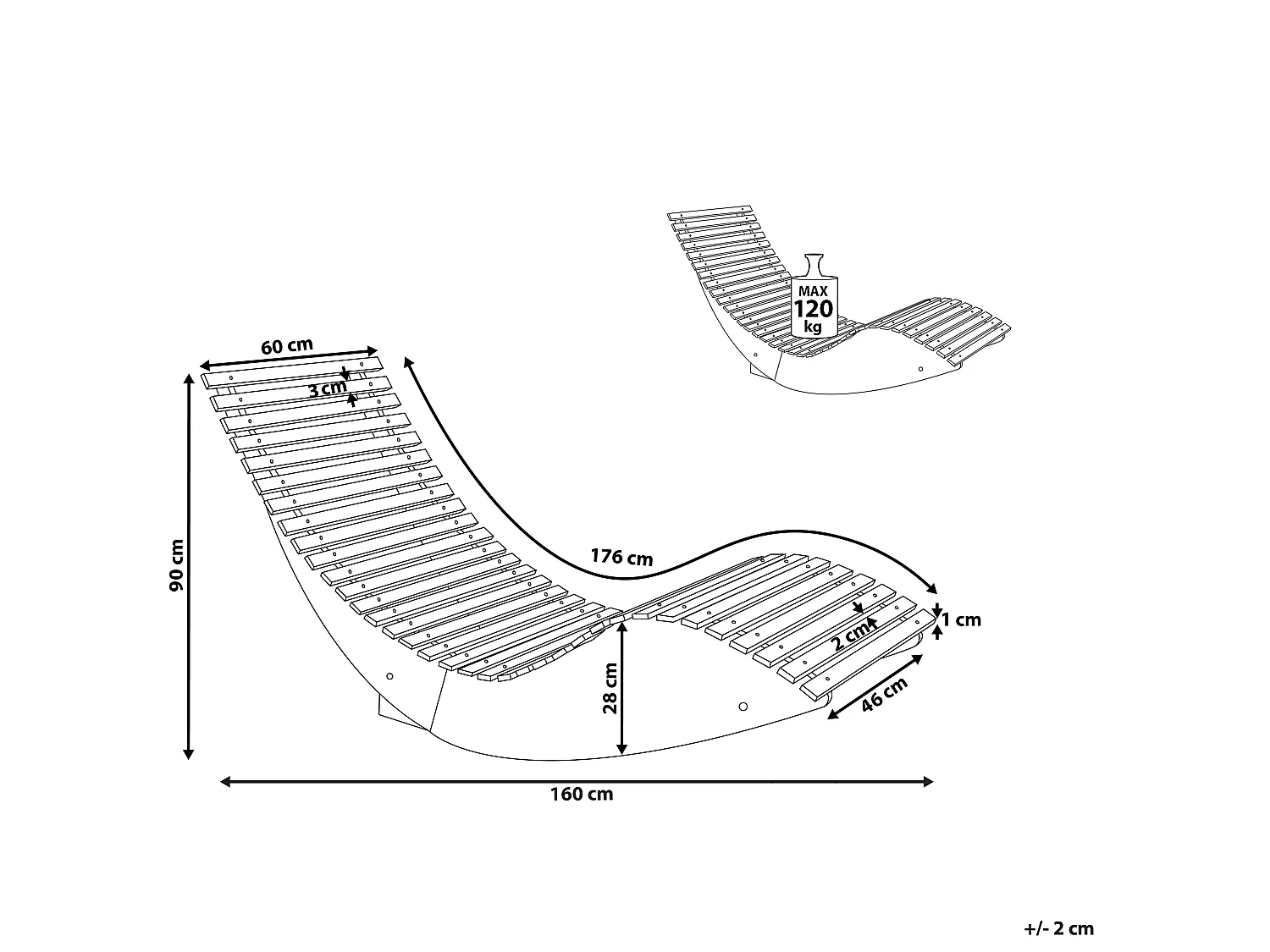 Sun Lounger BRESCIA II Acacia Wood Brown