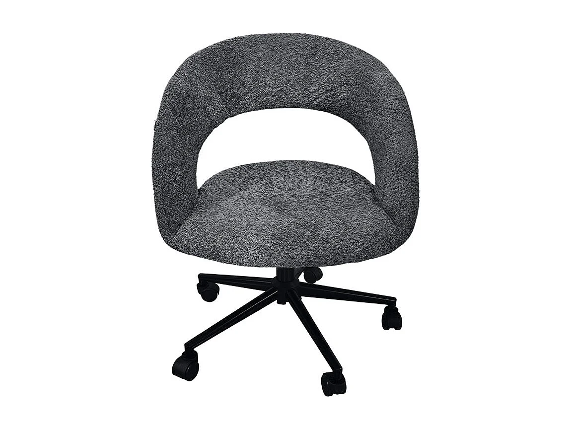 Fauteuil de bureau en tissu bouclette gris avec piètement noir - MARTY