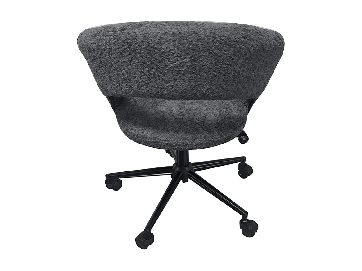 Fauteuil de bureau en tissu bouclette gris avec piètement noir - MARTY