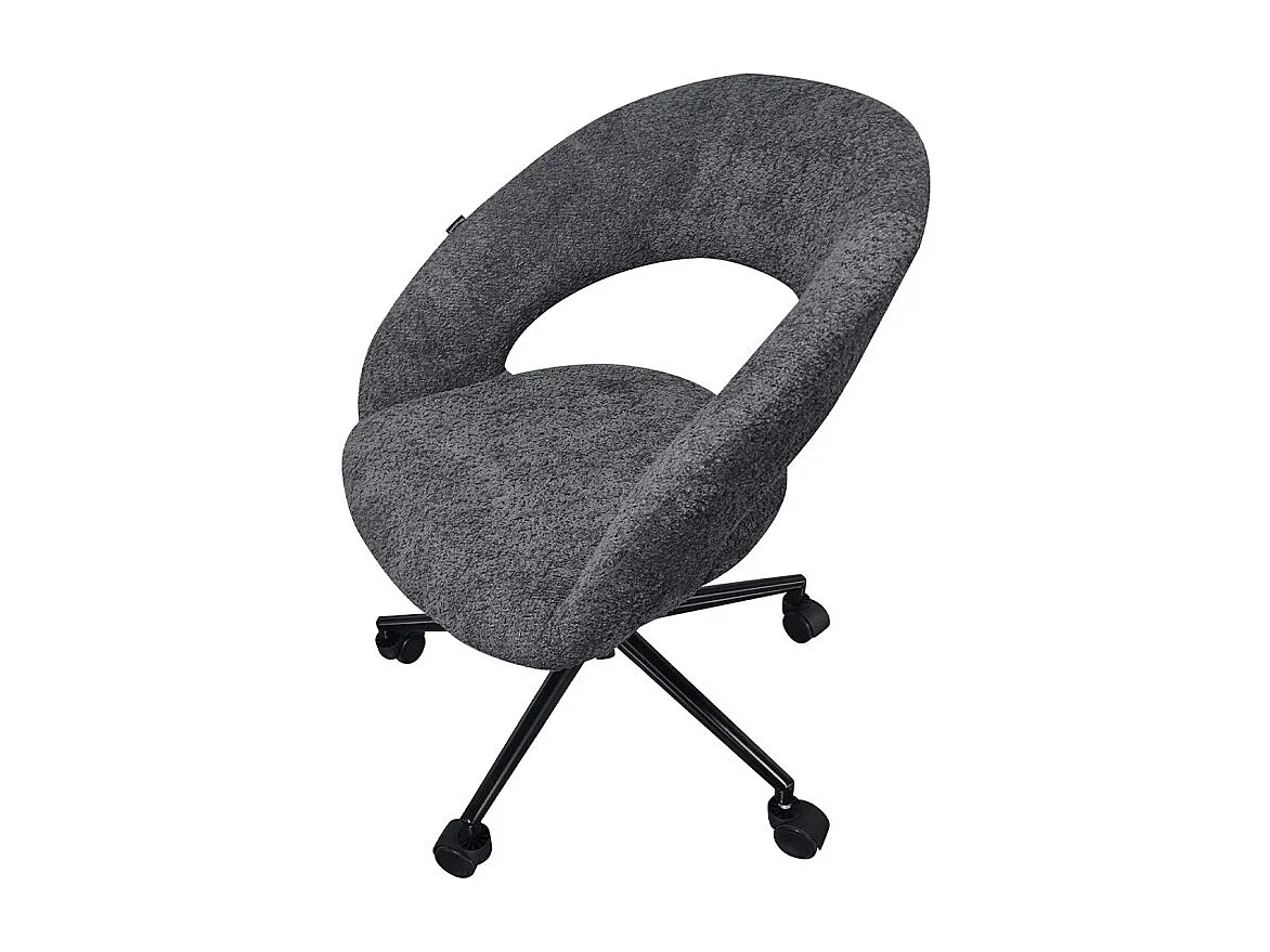 Fauteuil de bureau en tissu bouclette gris avec piètement noir - MARTY