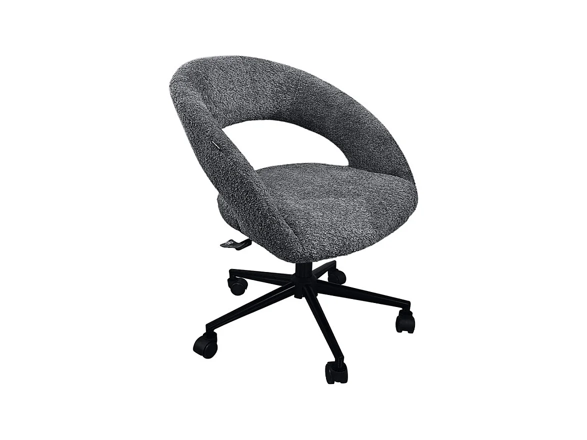 Fauteuil de bureau en tissu bouclette gris avec piètement noir - MARTY