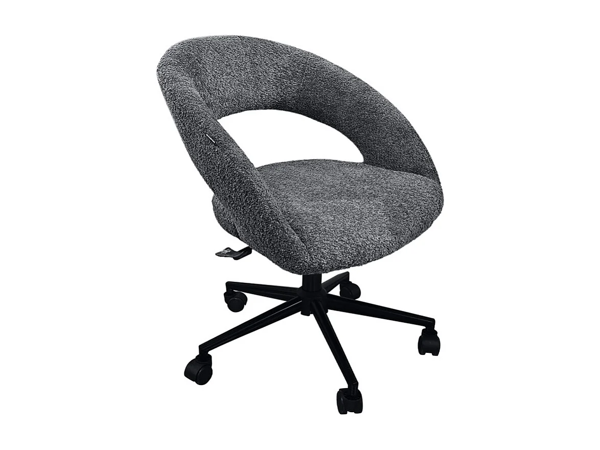 Fauteuil de bureau en tissu bouclette gris avec piètement noir - MARTY