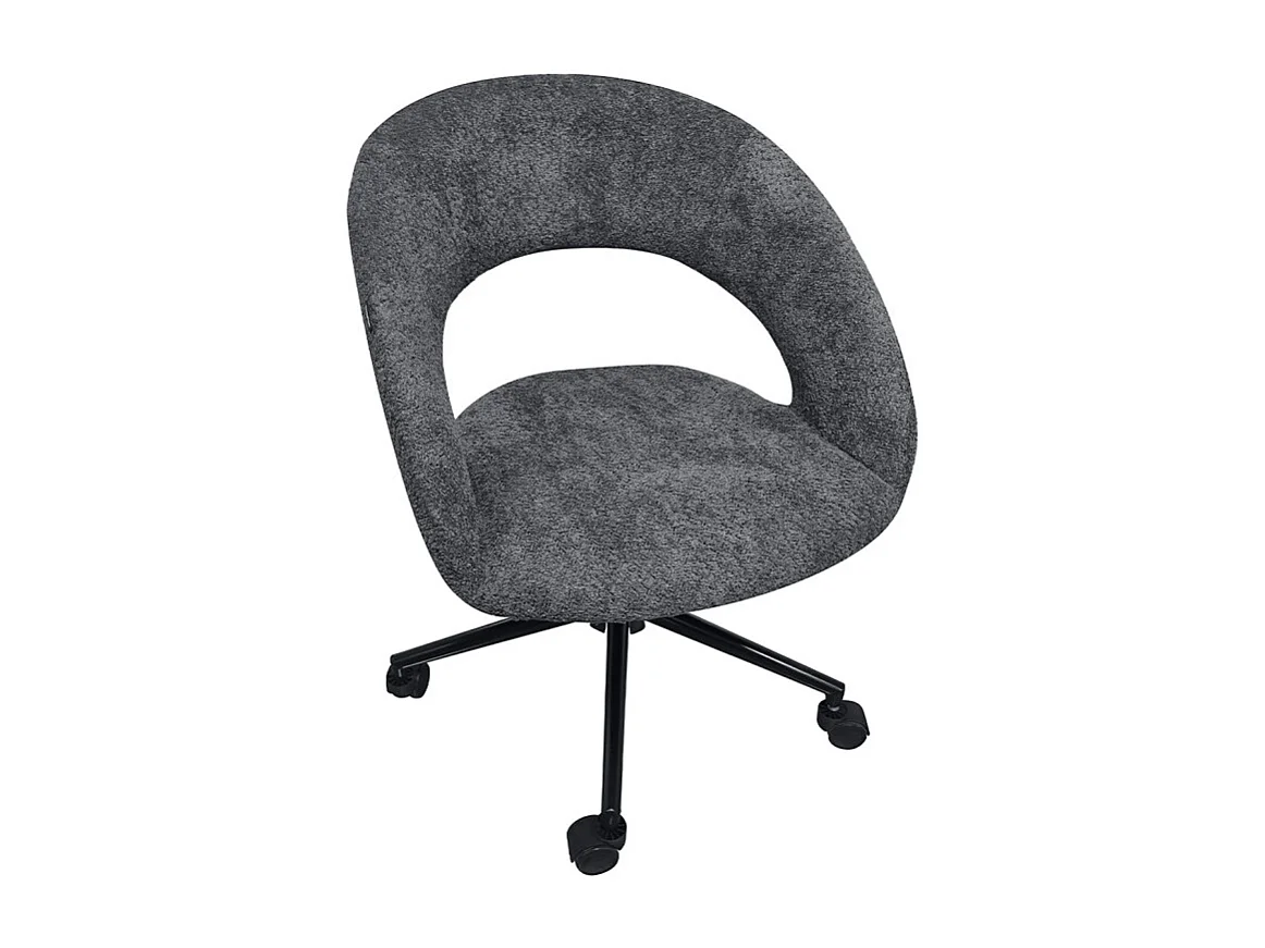 Fauteuil de bureau en tissu bouclette gris avec piètement noir - MARTY