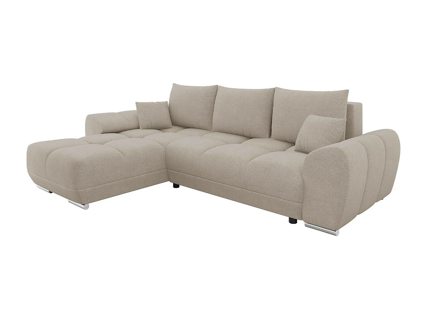 Sofá de canto Camden 100, Cinzento, Funcionalidade de dormir