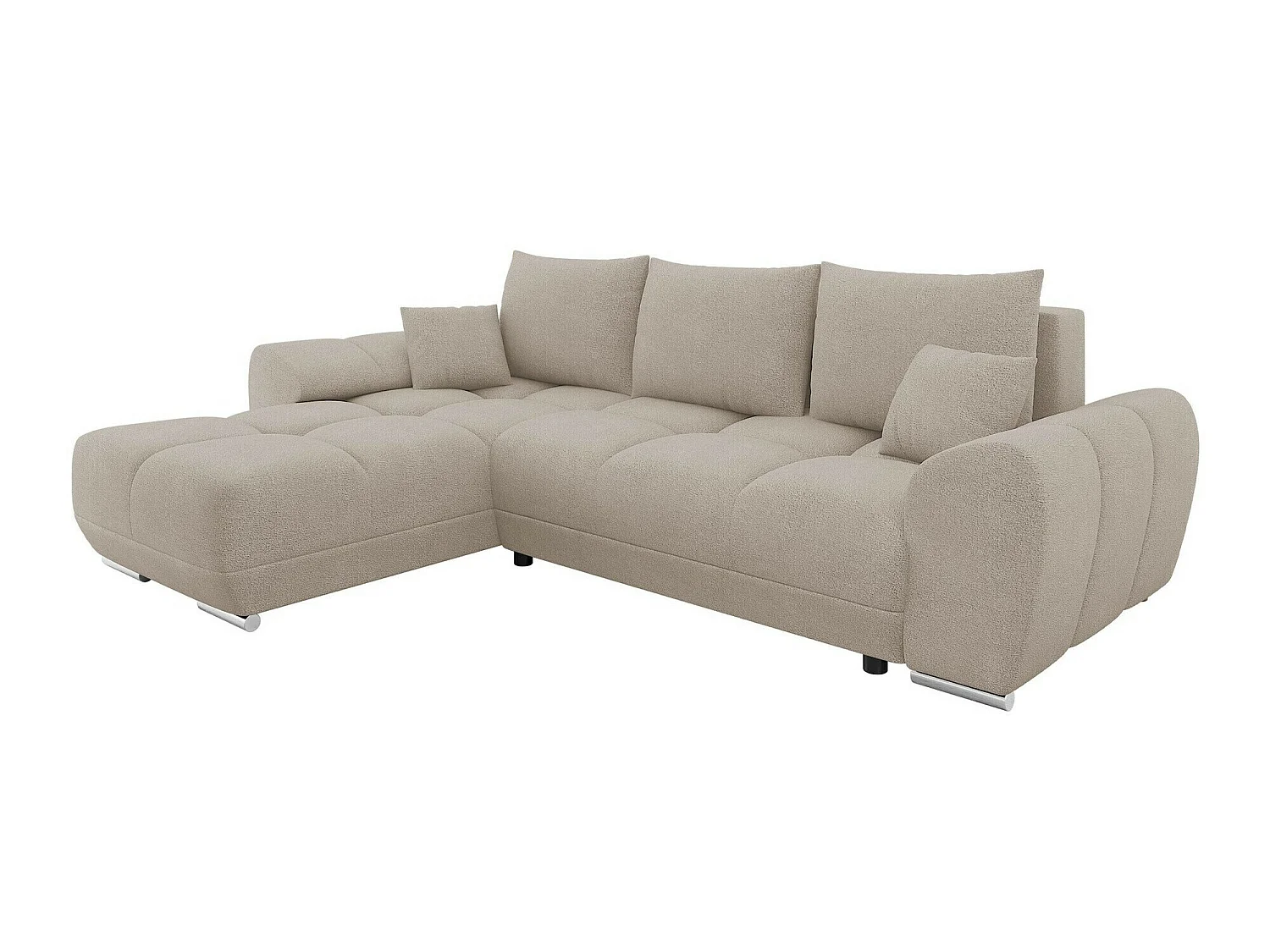 Canapé d'angle convertible 3 places en tissu gris CAMDEN