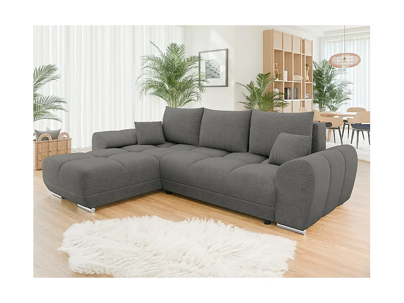 Sofá de canto Camden 100, Cinzento, Funcionalidade de dormir
