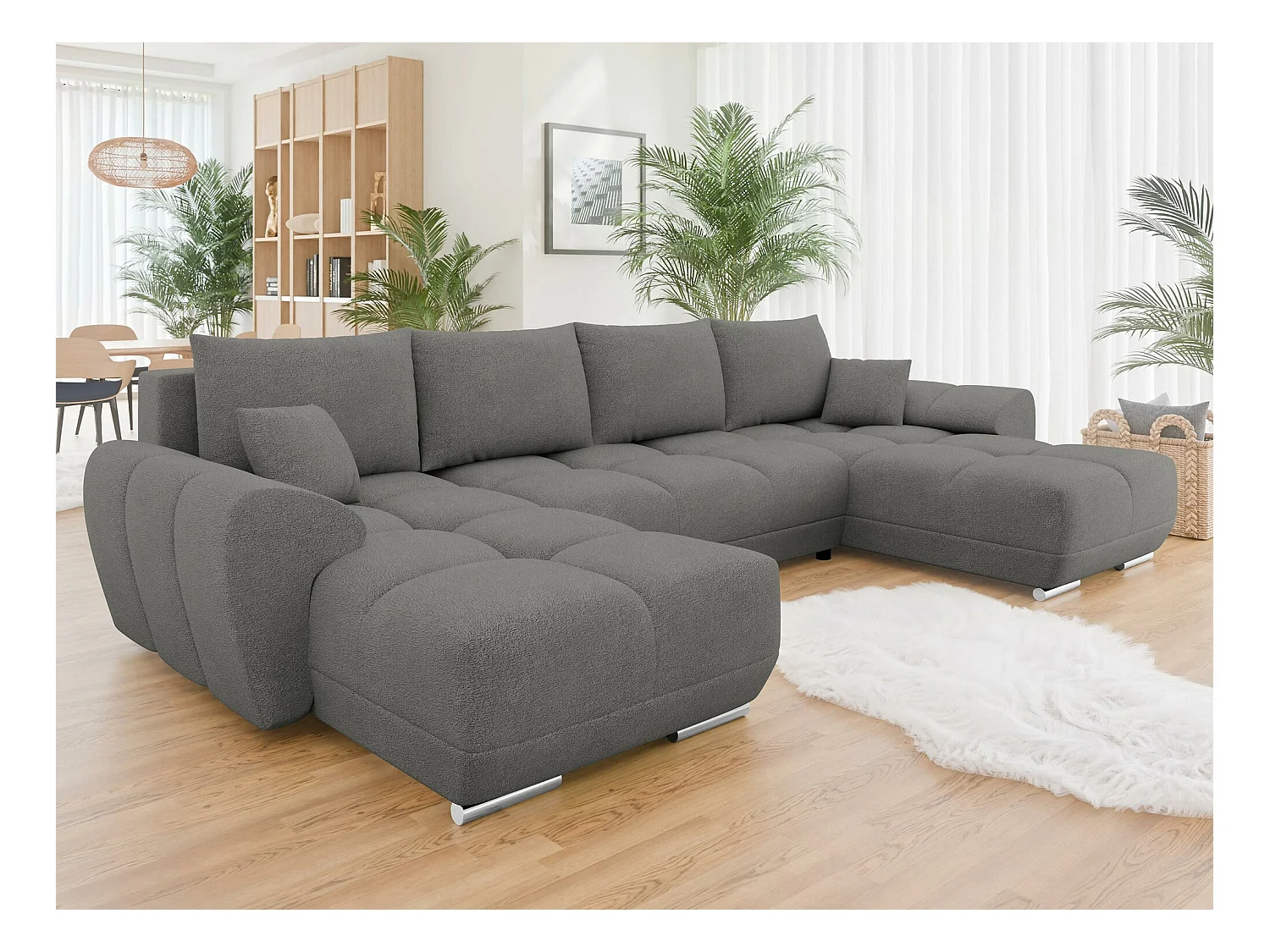 Canapé d'angle Camden 101, Gris, Fonction de couchage, Boîte de literie, 362x183x85cm