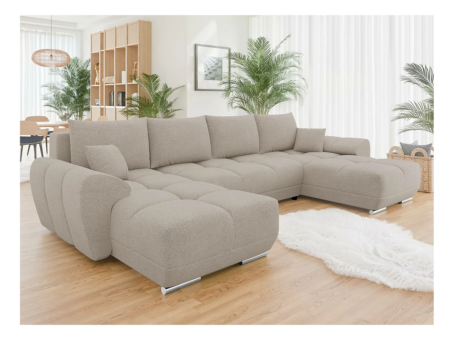 Sofá de canto Camden 101, Castanho claro, Funcionalidade de dormir