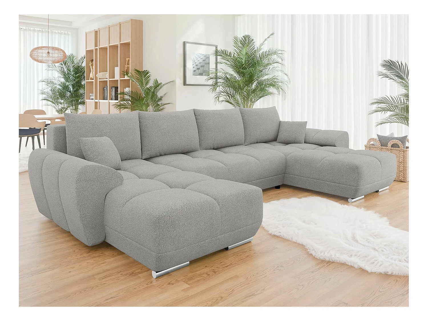 Canapé d'angle Camden 101, Gris, Fonction de couchage, Boîte de literie, 362x183x85cm
