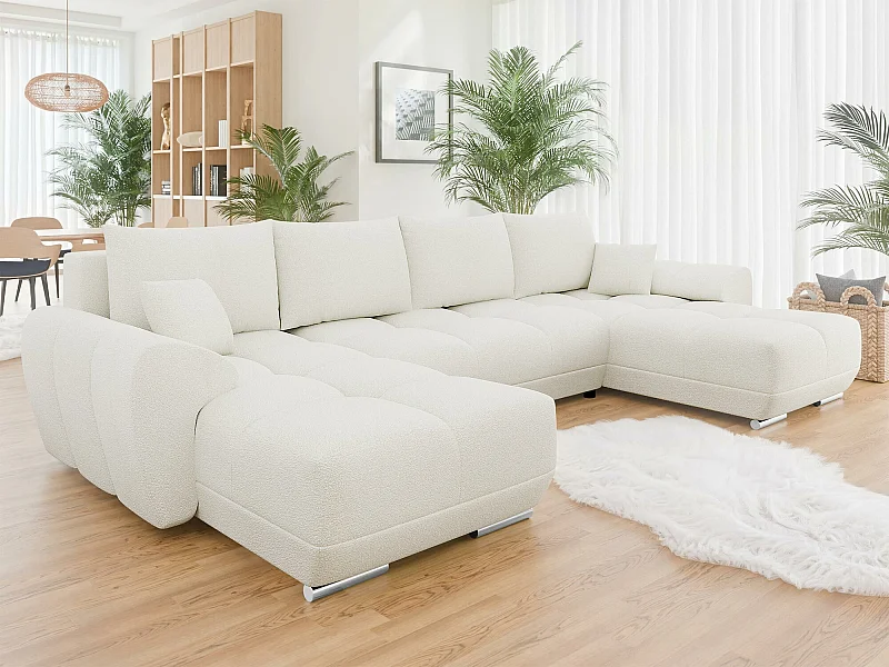 Sofá rinconero Camden 101, De color marrón claro, Función de descanso, Almacenaje, 362cm