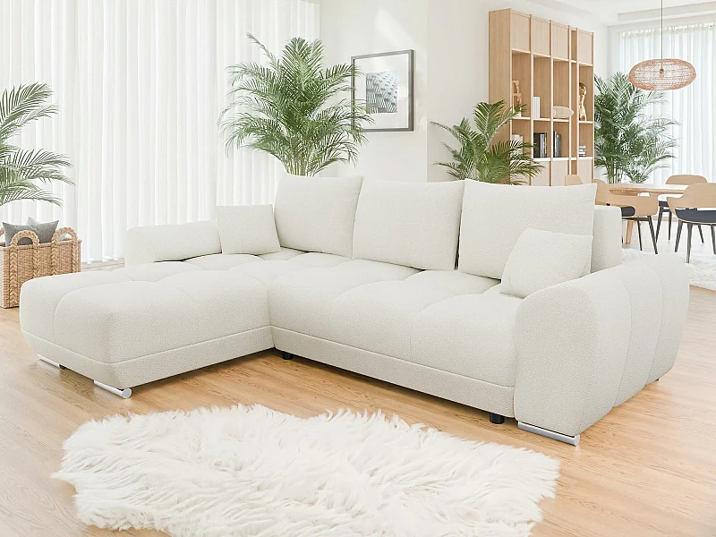 Sofá rinconero Camden 100, De color marrón claro, Función de descanso, Almacenaje, 291cm