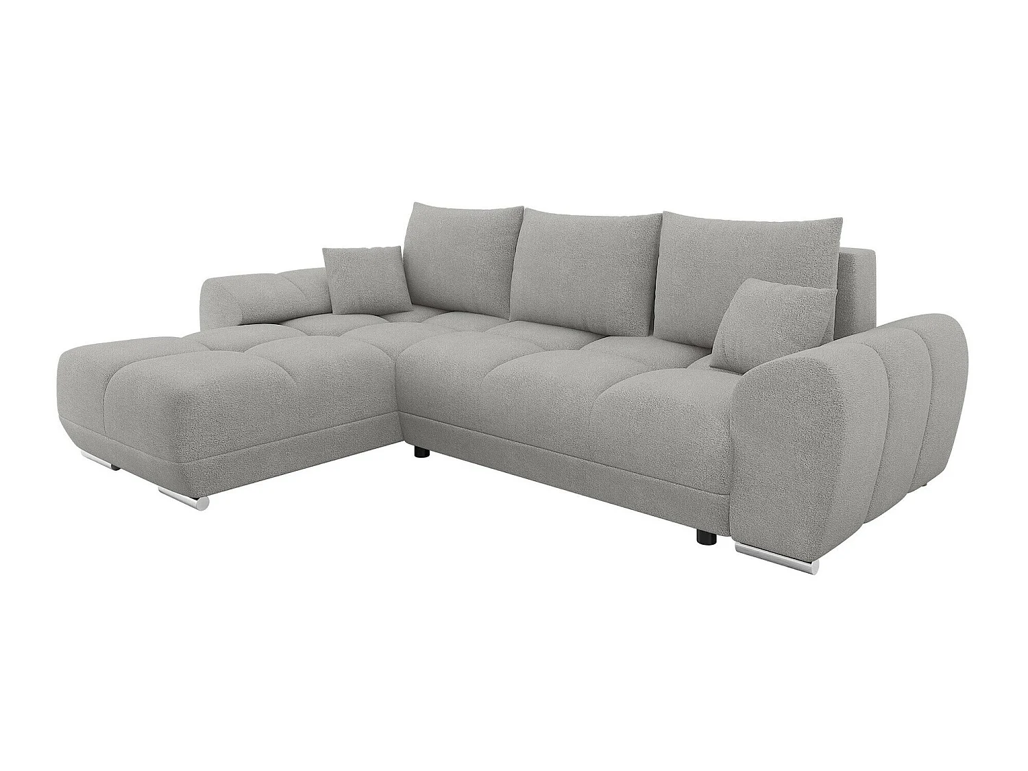 Canapé d'angle convertible 3 places en tissu gris CAMDEN