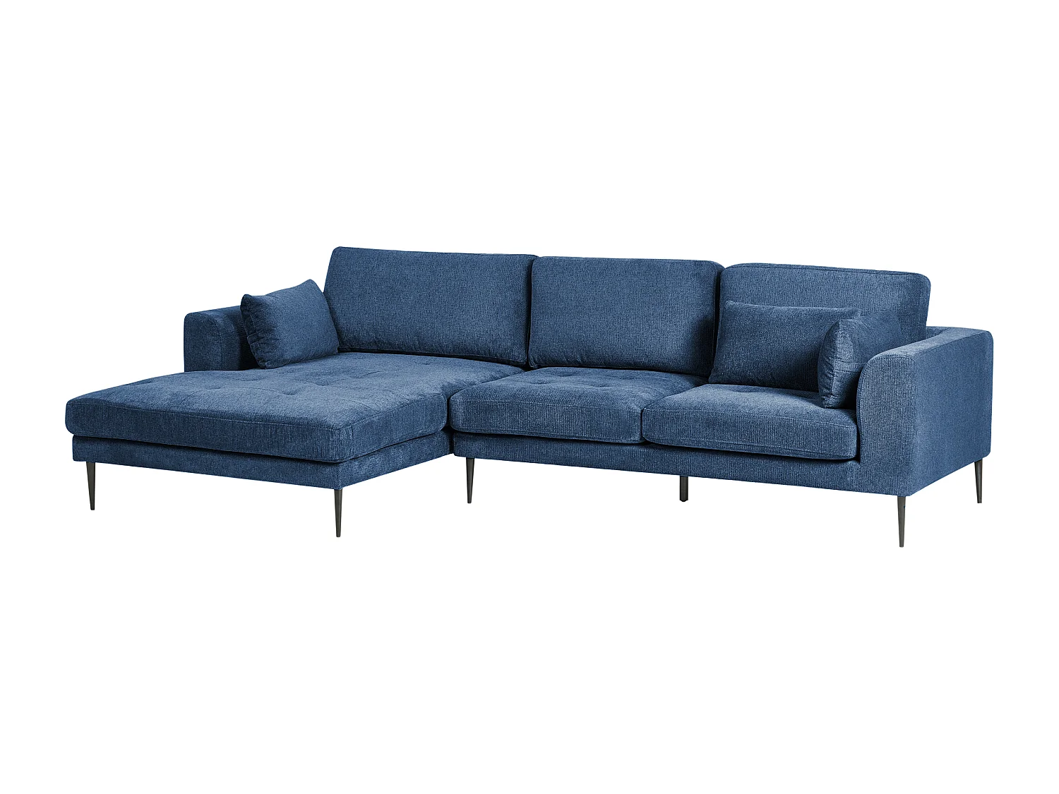 Canapé d'Angle Côté Droit 3 Places Rembourré en Tissu Bleu Flam