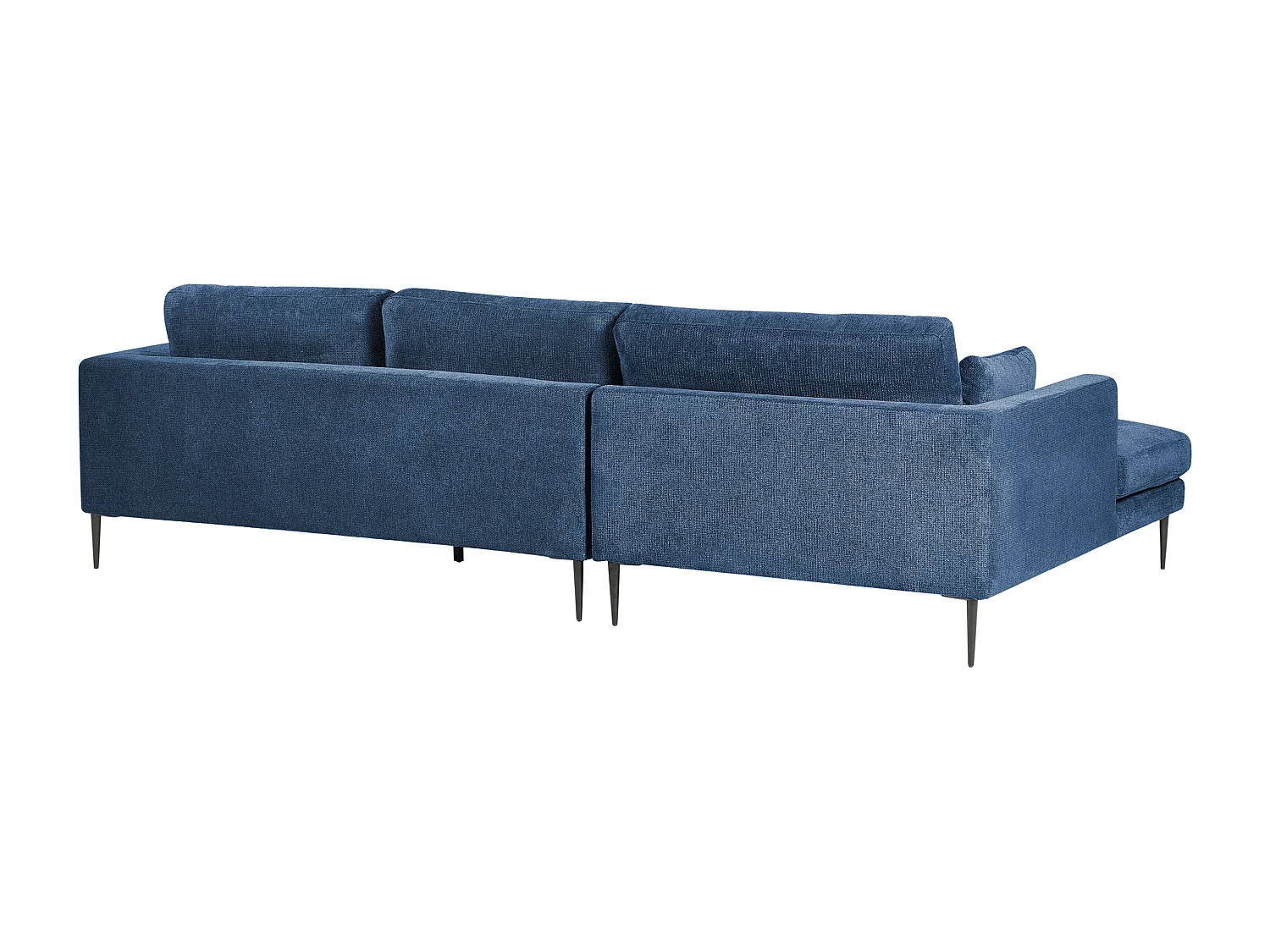 Canapé d'Angle Côté Droit 3 Places Rembourré en Tissu Bleu Flam