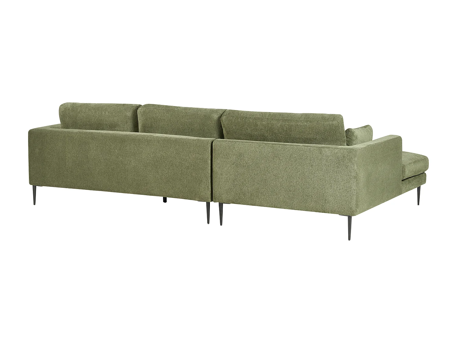 Canapé d'Angle Côté Droit 3 Places Rembourré en Tissu Vert Flam