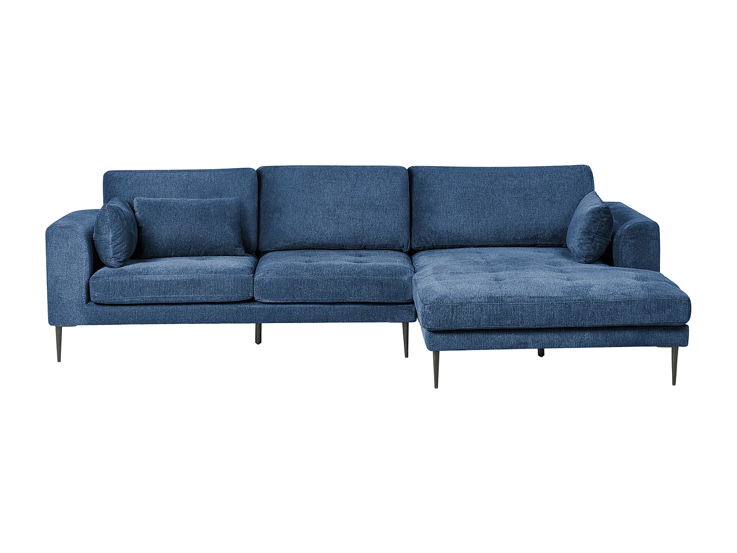 Canapé d'Angle Côté Gauche 3 Places Rembourré en Tissu Bleu Flam