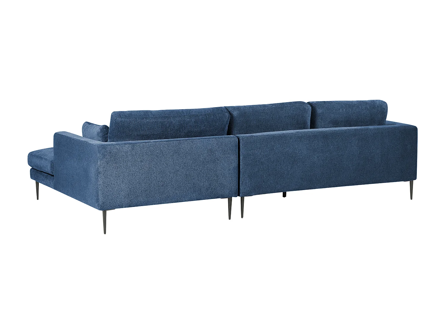 Canapé d'Angle Côté Gauche 3 Places Rembourré en Tissu Bleu Flam