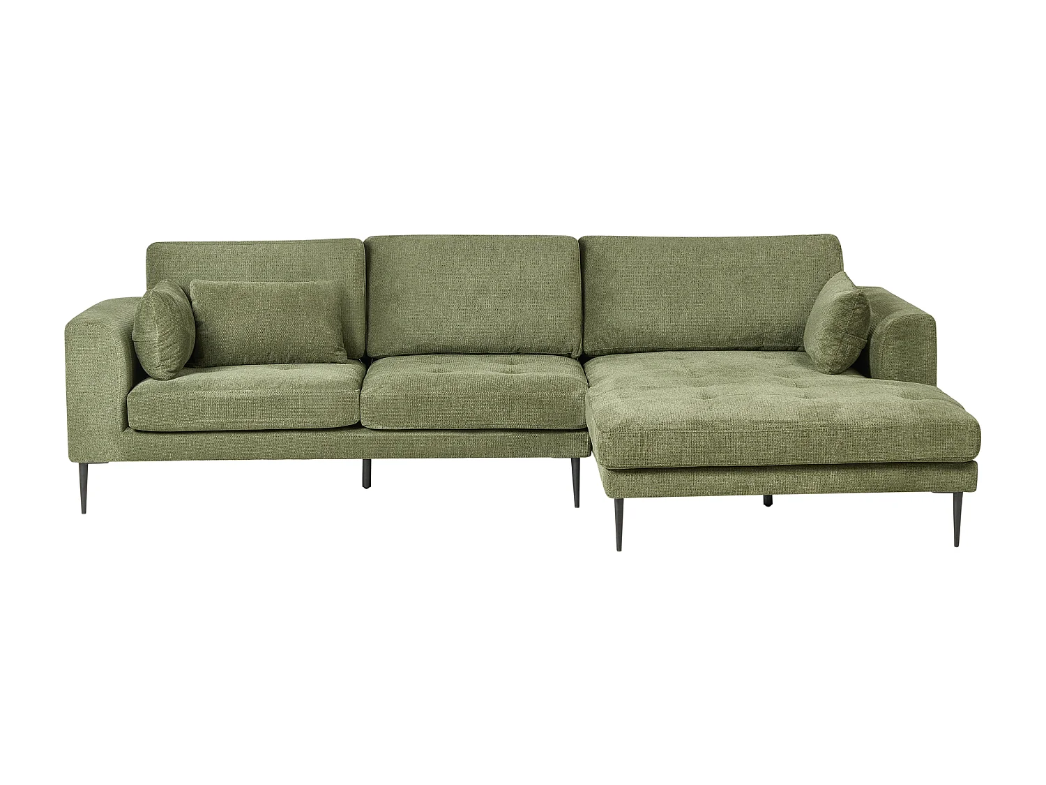 Canapé d'Angle Côté droite 3 Places Rembourré en Tissu Vert Flam