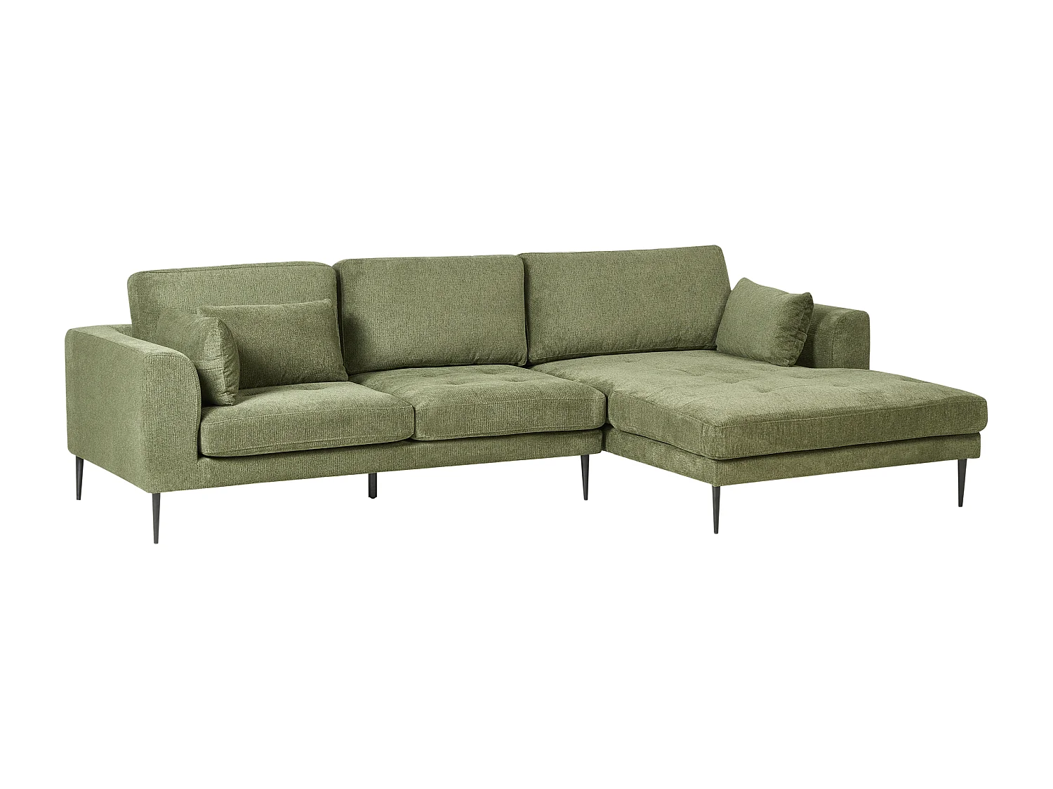 Canapé d'angle FLAM Tissu Vert 3 places Côté gauche