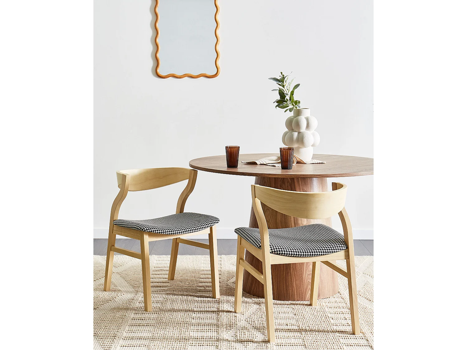 Lot de 2 chaises de salle à manger MAROA Bois Noir/blanc